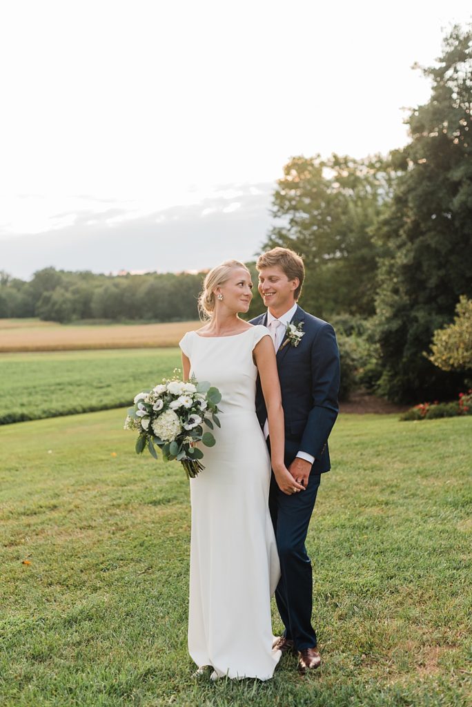 Bride and Groom Sunset Portraits at Brittland Manor on the Eastern Shore Maryland 