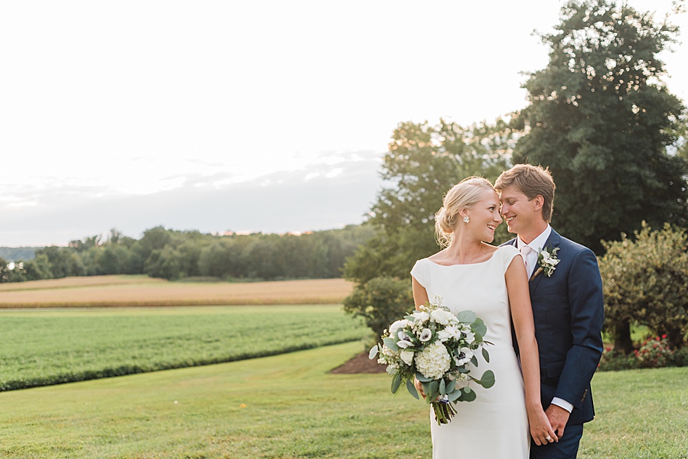 Bride and Groom Sunset Portraits at Brittland Manor on the Eastern Shore Maryland 